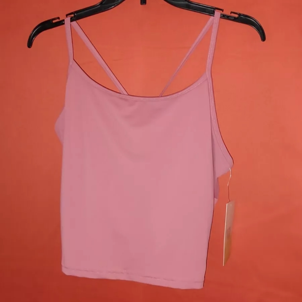 Flex Time Sport's Top , Built-in Bra, Pink, NWT, XL Athleisure Spaghetti Straps
